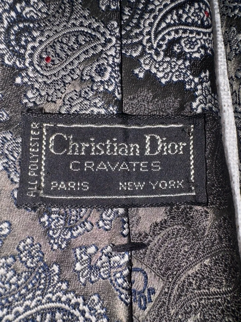 Vintage Christian Dior Monsieur Paisley Tie Black Gray Luxury Necktie